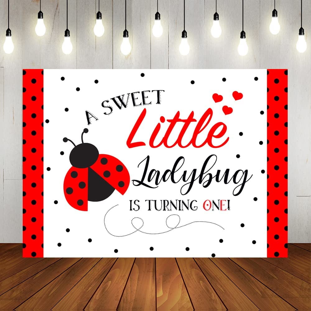 Ladybug 1st Birthday Backdrop for Girls Happy First Birthday Background ...