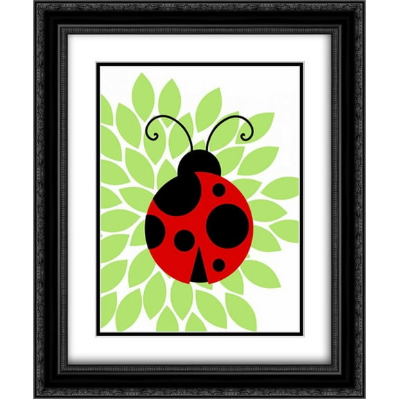 Ladybug 2x Matted 20x24 Black Ornate Framed Art Print by Robinson, Tamara
