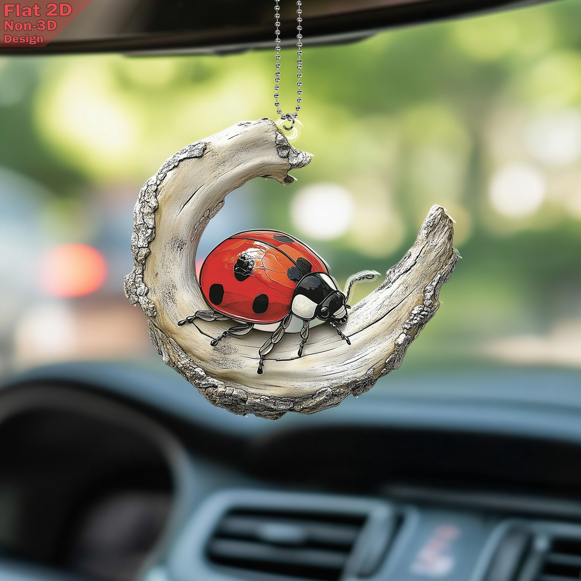 Ladybug Acrylic Hanging Ornament – Stained Glass Style 2D Nature Decor ...