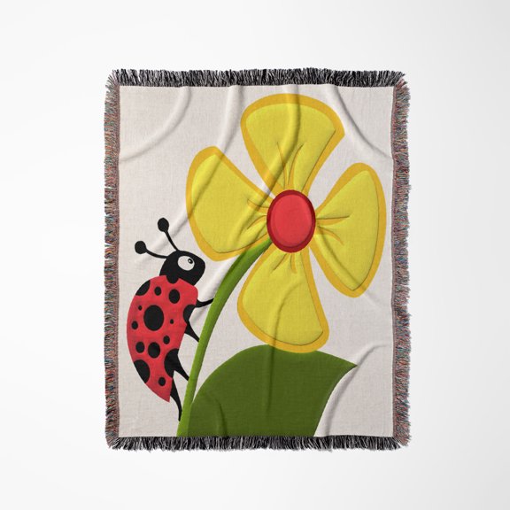 Ladybug And Daisy , Woven Blanket