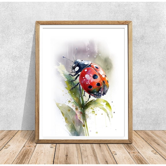 Ladybug Art Print ed Giclee, Unframed Paper Print