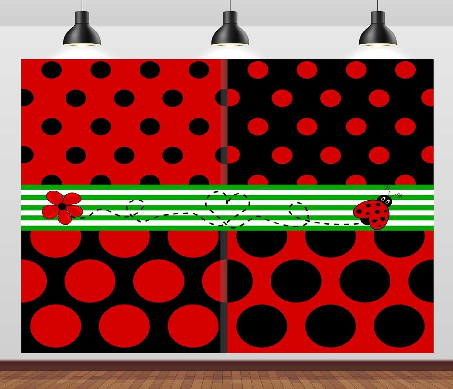 Ladybug Baby Shower Backdrop Ladybug Happy Birthday Backdrop Ladybug ...