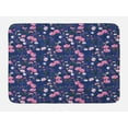 thumbnail image 1 of Ladybug Bath Mat, Flowers Retro Blooming Field Butterflies Beets Stars Motif Spring Art, Plush Bathroom Decor Mat with Non Slip Backing, 29.5" X 17.5", Dark Lavender and Pink, by Ambesonne, 1 of 2