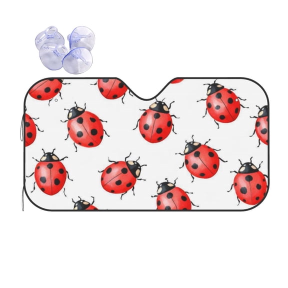 Ladybug Botanical Car Windshield Sun Shade Universal Fit Auto Sun Visor Protector