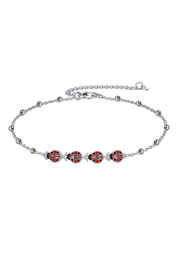 Ladybug Bracelets for Women Sterling Silver Ladybug Jewelry Adjustable Chain Bracelet Jewelry Gifts for Women