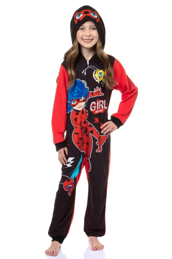 Miraculous Ladybug Girls Girl Power Full Zip Blanket Sleeper Hooded Pajama