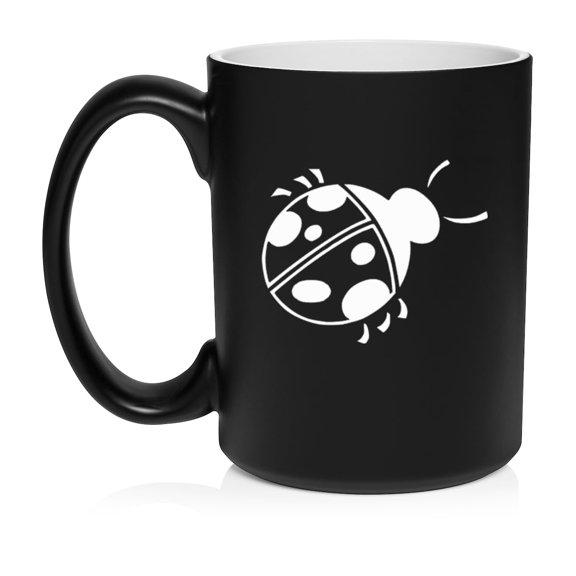 Ladybug Ceramic Coffee Mug Tea Cup Gift (15oz Matte Black)
