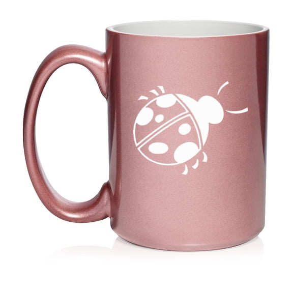 Ladybug Ceramic Coffee Mug Tea Cup Gift (15oz Rose Gold)