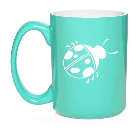 Ladybug Ceramic Coffee Mug Tea Cup Gift (15oz Teal)
