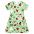 thumbnail image 1 of Ladybug Clover Flower Girls Short Sleeve Dress A Line Sun Protection Breathable Comfort Sundress 3T, 1 of 8