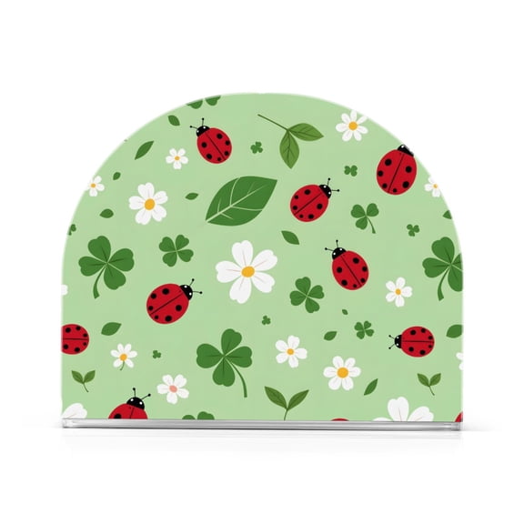 Ladybug Clover Flower Napkin Holder Acrylic Napkin Dispenser Clear Modern Tabletop for Kitchen Counter