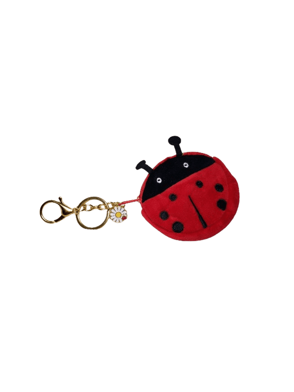 Ladybug Coin Purse Keychain Purse 3" wide 1" Thick 6" From Clip To Bottom Of Purse Daisy Ladybug Charm