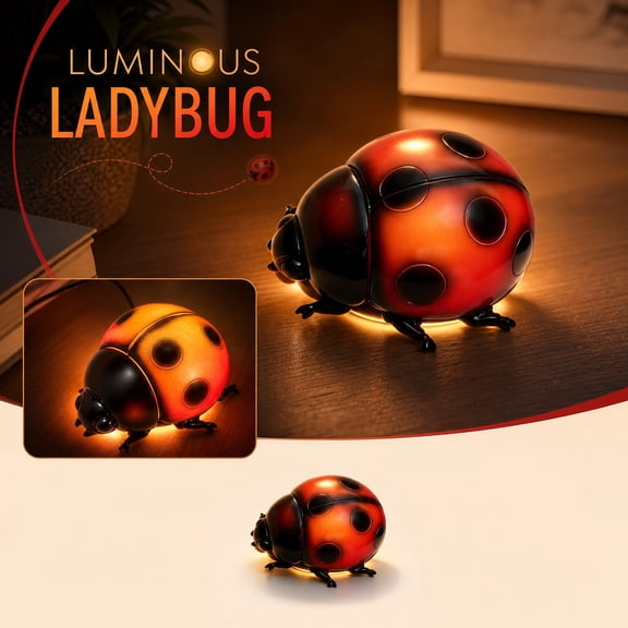 Ladybug Decorative Lamp, 6X5X3 Inch Red Ladybug Shaped Night Light for Student, Nursery Night Light, Battery Operated Night Light, Soft Gentle Glow Tabletop Figurine for Bedroom