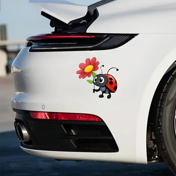 Ladybug Design Waterproof Car Stickers Vinyl Decals Scratch-Resistant Protective for Cars Trucks Motorcycles Red