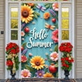 thumbnail image 1 of Ladybug Design Welcome Banner Daisy Pattern Ladybug Display Light Green Background Black White Checkered Daisy Backdrop for Spring Party Garden Gathering Outdoor Welcome, 1 of 9