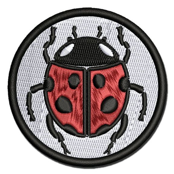 Ladybug Drawing Applique Multi-Color Embroidered Iron-On Patch - 2.0 Inch Mini