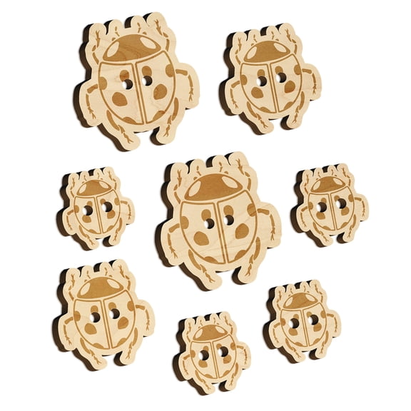 Ladybug Drawing Wood Buttons for Crochet Knitting Sewing DIY Craft - 1.25 Inch Large (5pcs)