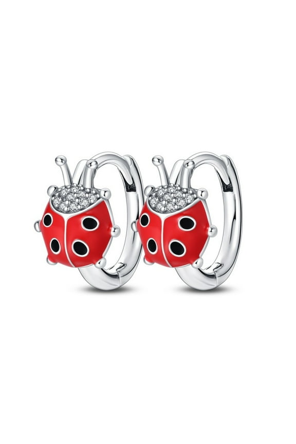 Ladybug Earrings 925 Sterling Silver Stud Earrings Circle Earrings For Woman Man