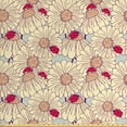 thumbnail image 1 of Ladybug Fabric by the Yard, Bug and Daisy Pattern with Thriving Nature of Spring Season Theme, Decorative Upholstery Fabric for Sofas and Home Accents, Dark Coral Cream by Ambesonne, 1 of 4