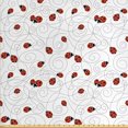 thumbnail image 1 of Ambesonne Ladybug Fabric by the Yard Upholstery, Bugs Dashed Spirals, 2 Yards, Red White Black, 1 of 4