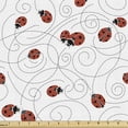 thumbnail image 1 of Ambesonne Ladybug Fabric by the Yard Upholstery, Bugs Dashed Spirals, 1 Yard, Red White Black, 1 of 5
