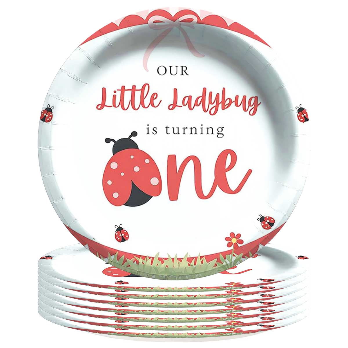 Ladybug Pattern Single Ladybug First 1st One Paper Plates Birthday Party Supplies Decorations ...