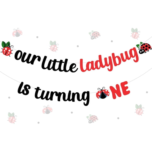 Ladybug First Birthday Decorations Banner Our Ladybug is Turning One Birthday Decorations Ladybug  Birthday Banner Ladybird Hanging Decor Ladybug Theme Party Decorations Insect 1st Birthday Decor
