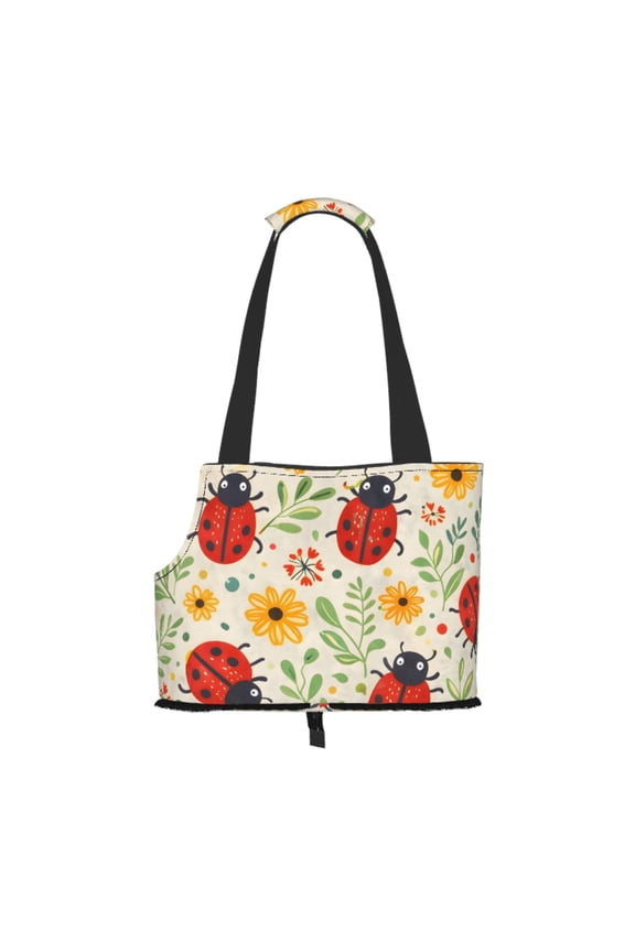 Ladybug Floral Pet Tote Bag Lightweight Shoulder Bag for Shopping and Travel