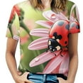 thumbnail image 1 of Ladybug Floral Print-3 T Shirts Basic T-Shirt Short Sleeve Ladies Tee Shirt Summer Graphic Clothing, 1 of 6