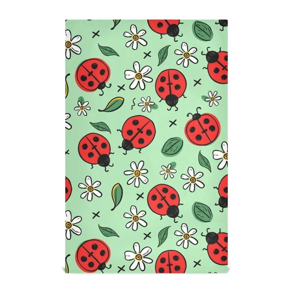 Ladybug Flower Pattern Kitchen Towels Waffle Weave Decorative Tea Towels Multi Use Dishcloths 28x18in