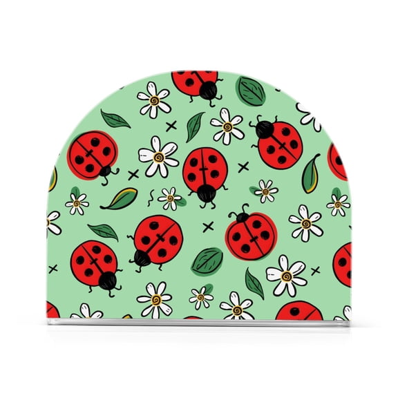 Ladybug Flower Pattern Napkin Holder Acrylic Napkin Dispenser Clear Modern Tabletop for Kitchen Counter 2 Pack