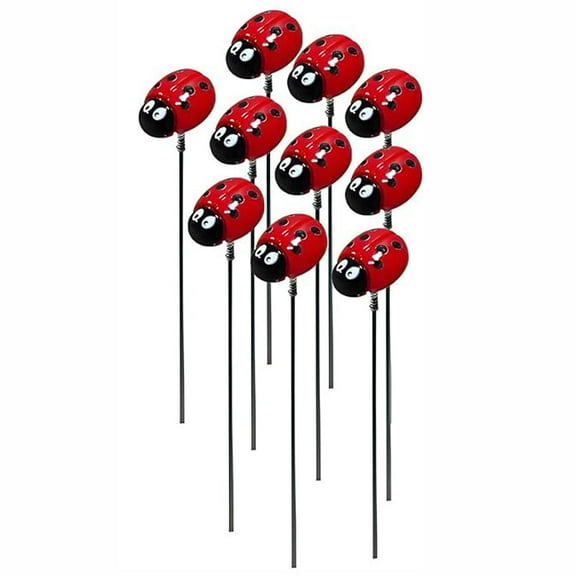 Ladybug Garden Stakes Decor,10pcs Cute Ladybug Garden Stakes Iron Crafts,Metal Yard Ornaments Yard Decorations Front