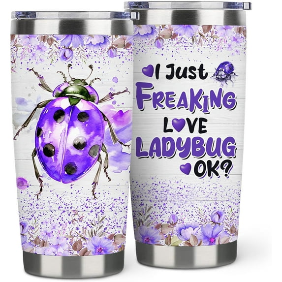 Ladybug Gift for Ladybug Lover,20 oz Ladybug Coffee Cup Double Wall Stainless Steel Vacuum Insulated (Ladybug, 20 oz)