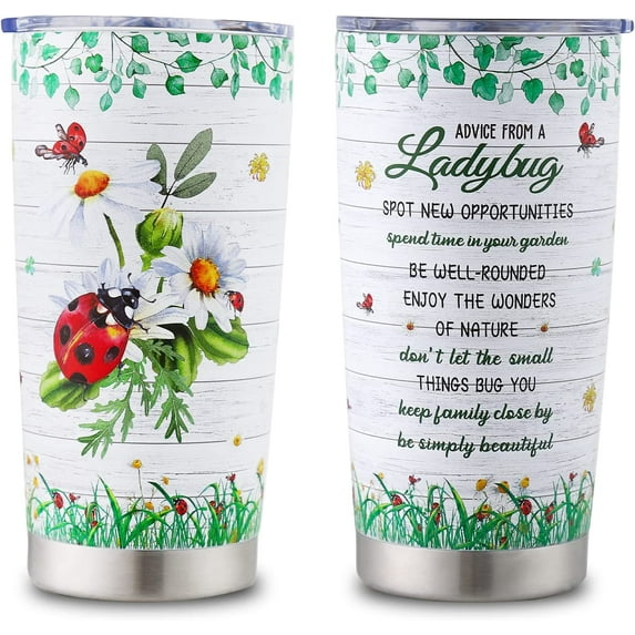 Ladybug Gifts for Women Cute Ladybug Tumbler Gifts for Ladybug Lovers Mother's Day Ladybug Stuff Cup Christmas Birthday Gifts for Women Girls Friends Wife Mom 20 Oz Ladybug Stainless Steel Tumbler