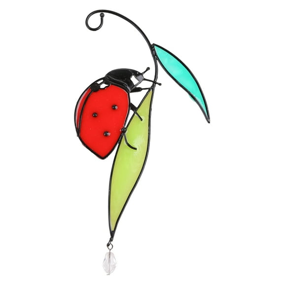 Ladybug Hanging Ornament Leaf Insect Suncatcher Stained Glass Hangings for Indoor Outdoor Party Background Decoration