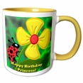thumbnail image 1 of 3drose, Ladybug Happy Birthday Princess, 11oz Two-tone Yellow Mug, 1 of 6