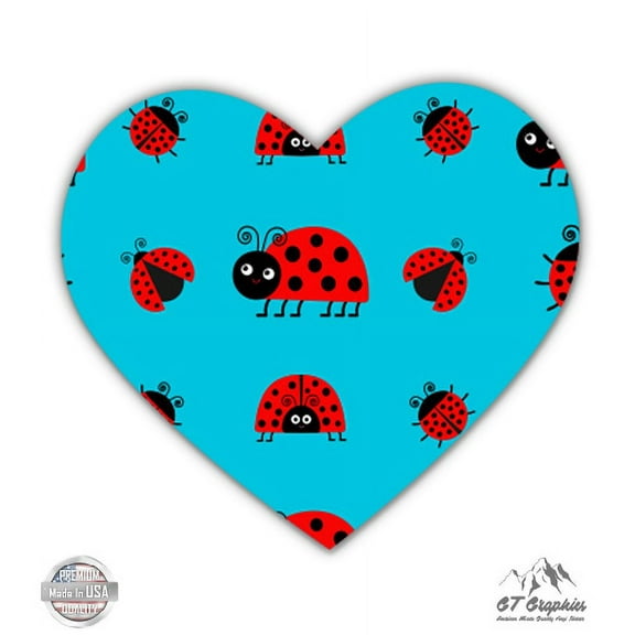 Ladybug Heart - 5" Vinyl Sticker - For Car Laptop I-Pad - Waterproof Decal