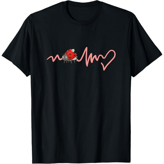 Ladybug Heartbeat T-ShirtMen and women, Black T-shirt, size: Extra large