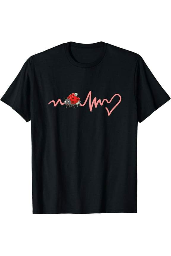 Ladybug Heartbeat T-ShirtMen and women, Black T-shirt, size: Extra large