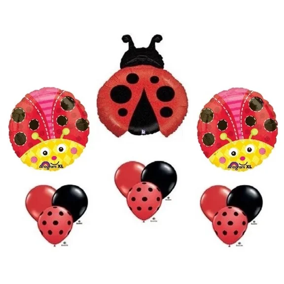 Ladybug Lady Bug Polka Dots Birthday Party 12 Mylar And Latex Balloons Set Kit