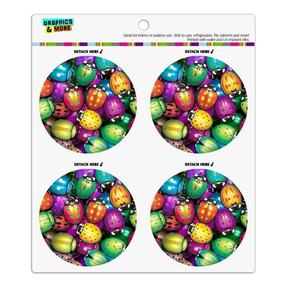 Ladybug Lady Bug Rainbow Refrigerator Fridge Locker Vinyl Circle Magnet Set