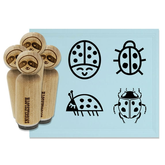 Ladybug Lady Bugs Cute Smiling Rubber Stamp Set for Scrapbooking Crafting Stamping - Mini 1/2 Inch