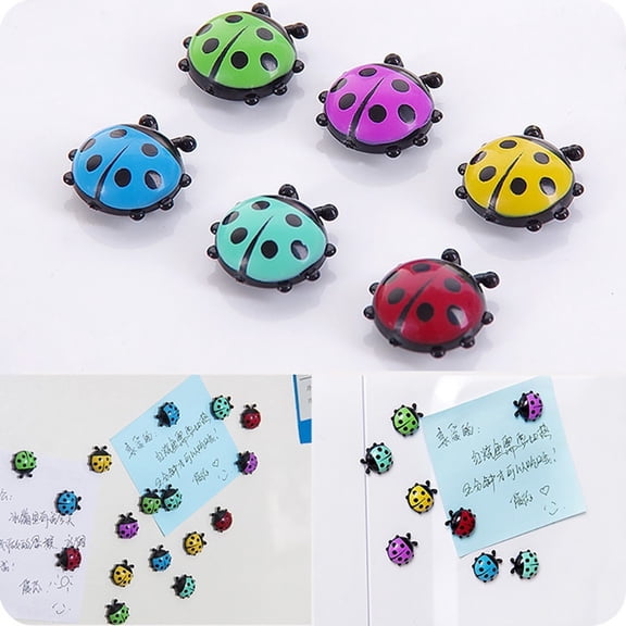 Ladybug Magnetic Refrigerator Magnets, 6Pcs Cute Themed Fridge Stickers With Strong Adhesive Magnets For Kitchen Refrigerator Locker Whiteboard Office Cabinets Home Decor