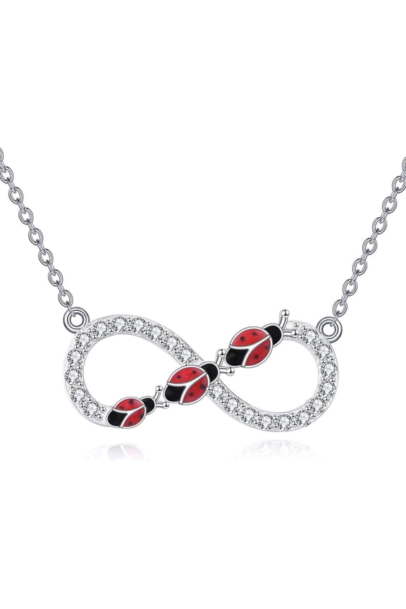 Ladybug Necklace Infinity Necklace for Women Bug Jewelry Infinity Love Gifts for Wife Mother Bithday Moter's Day
