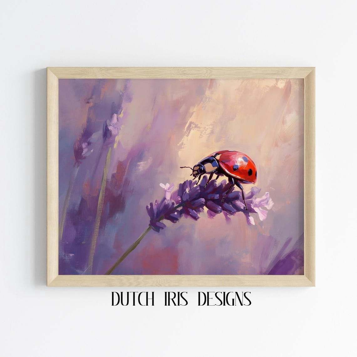 Ladybug On Lavender, Classic Floral Art, Rustic Cottagecore Decor ...