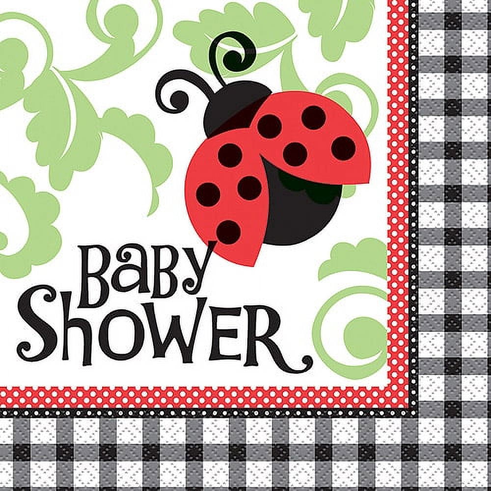 UNIQUE INDUSTRIES Ladybug Party Baby Shower Napkins, 16ct