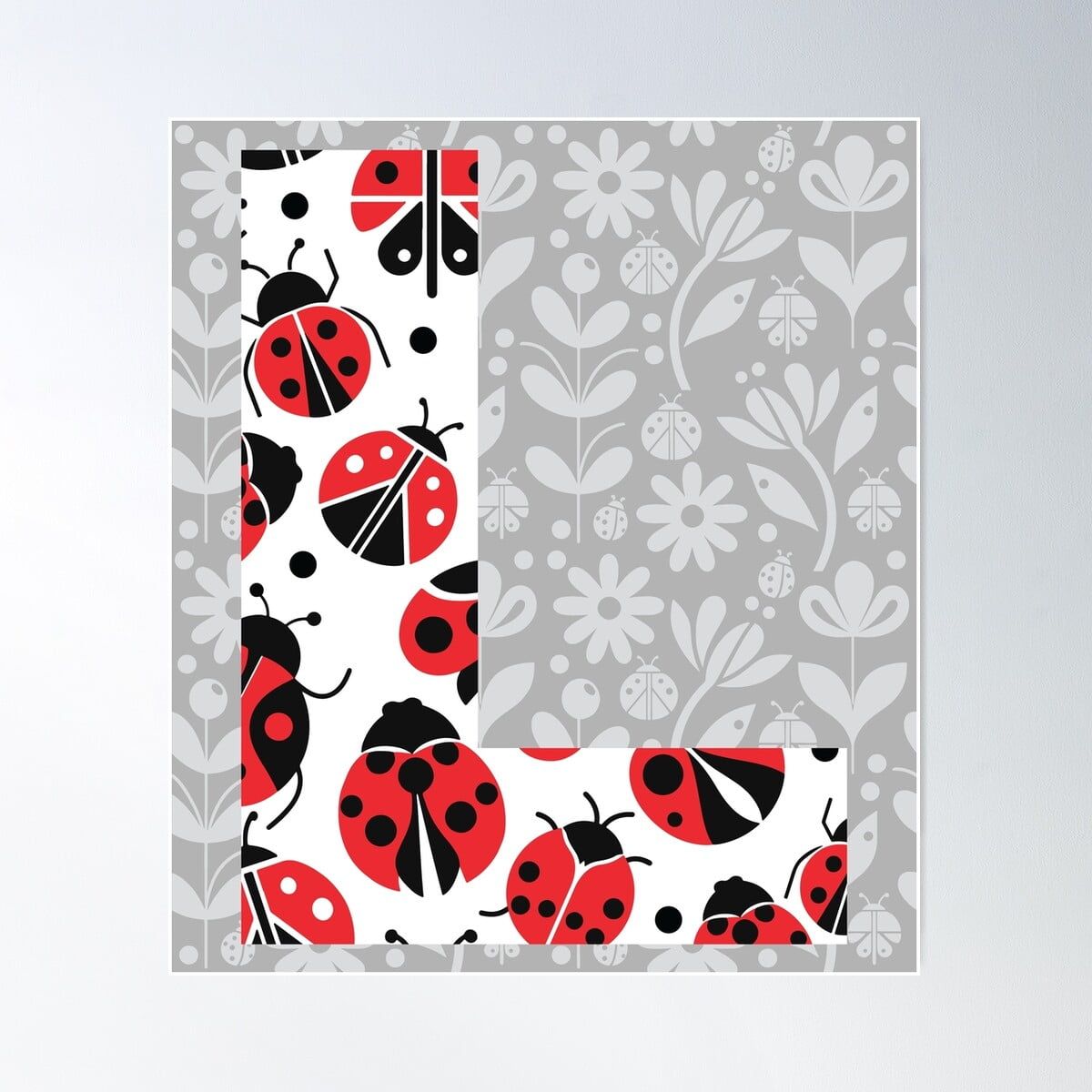 Ladybug Pattern Letter L Poster Wall Art, Modern Wall Decor For Living ...