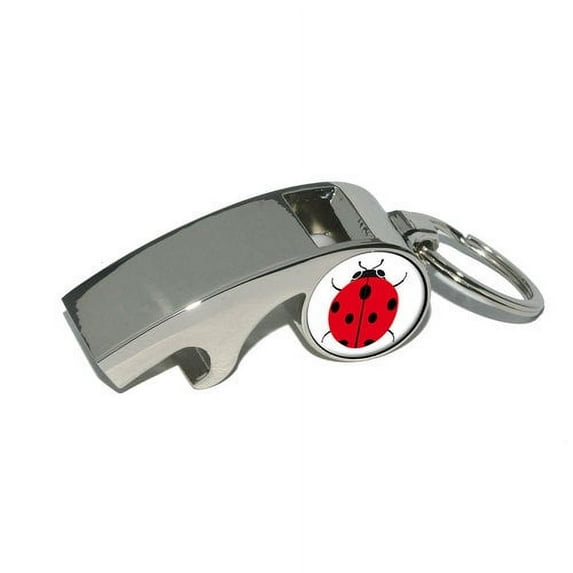 Ladybug, Plated Metal Whistle Bottle Opener Keychain Key Ring