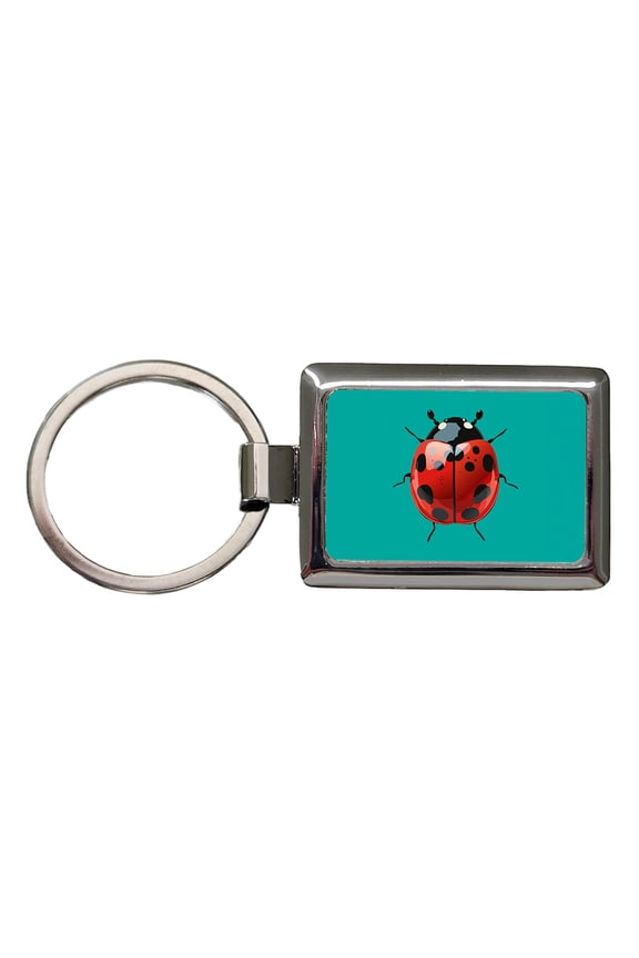 Ladybug Pretty Metal Rectangle Keychain
