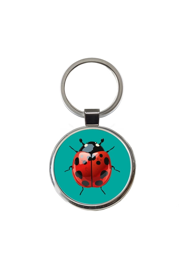 Ladybug Pretty Metal Round Keychain